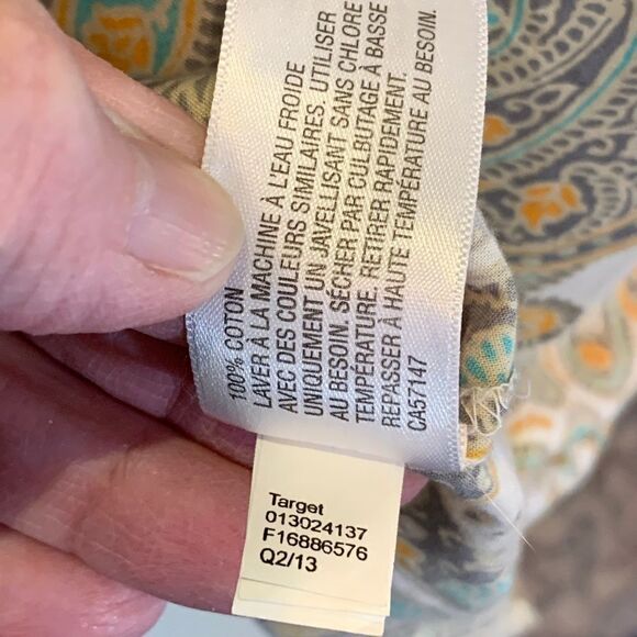 Merona 2 pc Women's XXL teal paisley button down and cream v neck peasant tops - Picture 8 of 16